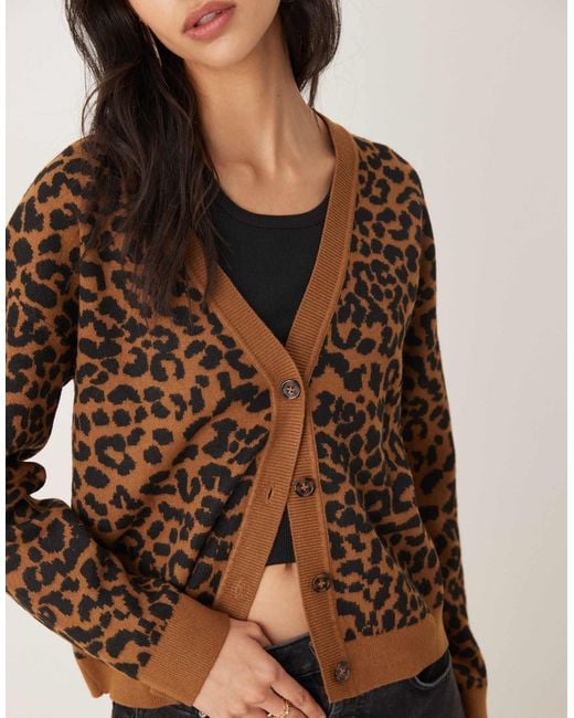 Mango Brown V Neck Cardigan