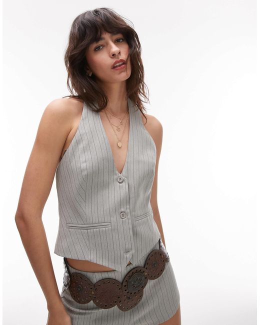 Renewal - top d'ensemble ajusté dos nu à décolleté plongeant - gris à rayures Lioness en coloris Gray