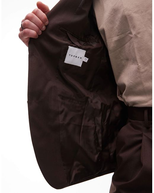 Topman Brown Relaxed Suit Jacket for men