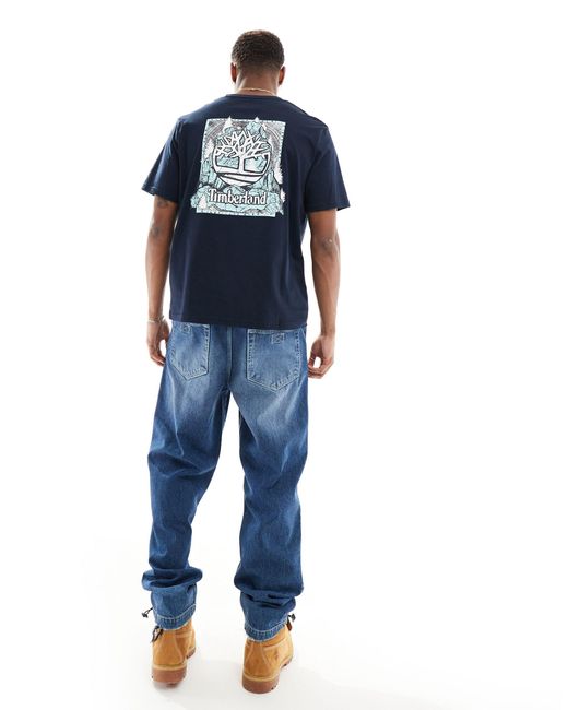 T-shirt oversize con logo mimetico sul retro di Timberland in Blue da Uomo