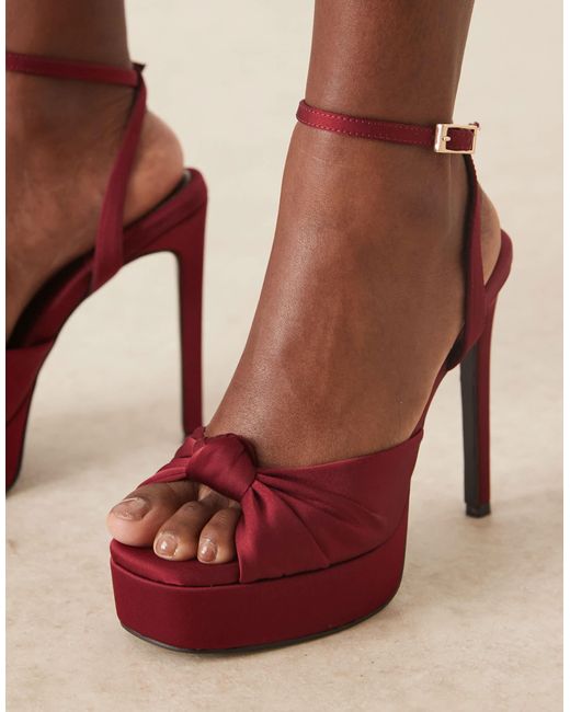 Nova - sandales nouées à semelle plateforme et talon haut - bordeaux ASOS en coloris Brown