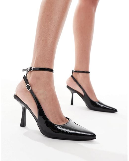 SEQWL Black Salado Sling Back Kitten Heels
