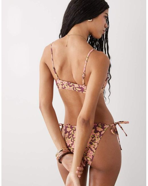 Reclaimed Vintage Brown Bralette Bikini Top With Frill