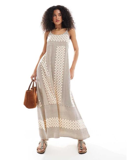 Native Youth Natural Embroidered Cami Midaxi Dress