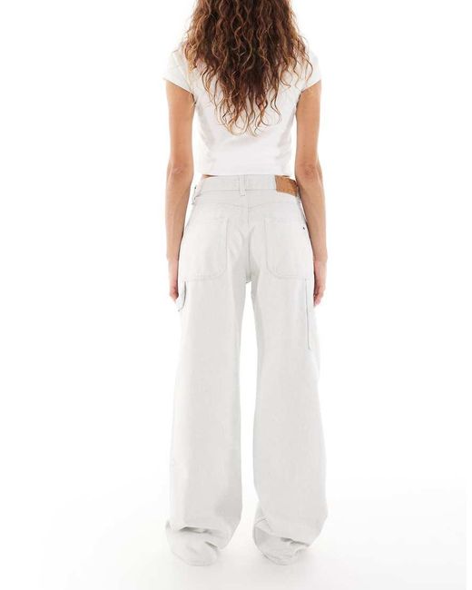 Tommy Hilfiger White Mia Mid Rise Relaxed Straight Carpenter Jeans