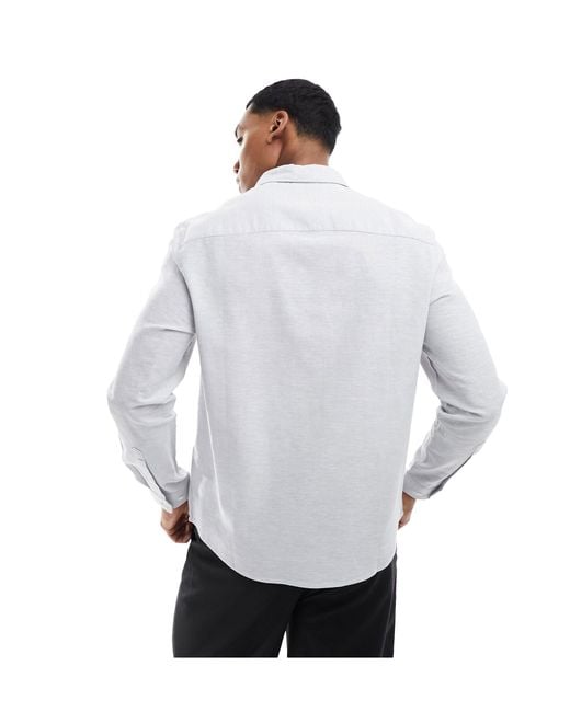 ASOS White Regular Smart Linen Shirt With Penny Collar for men