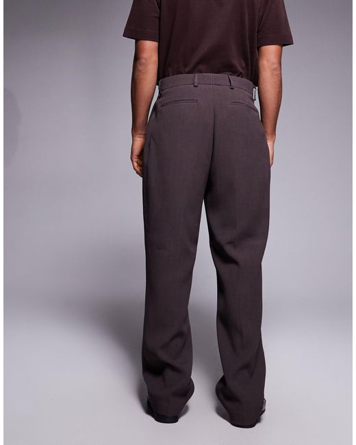 River Island Purple Relaxed Fit Pleated Suit Pants for men