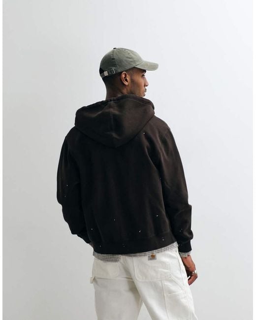 Carhartt Black Zip Through Hoodie With Paint Splatter Effect for men