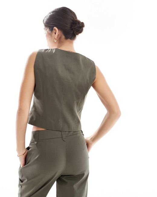 Vero Moda Gray Tailored Square Neck Waistcoat Co-ord