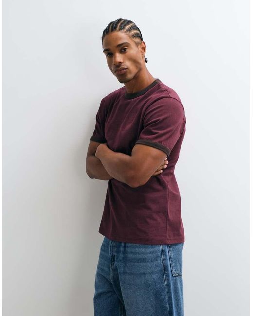 ASOS Brown Regular Ringer T-shirt for men
