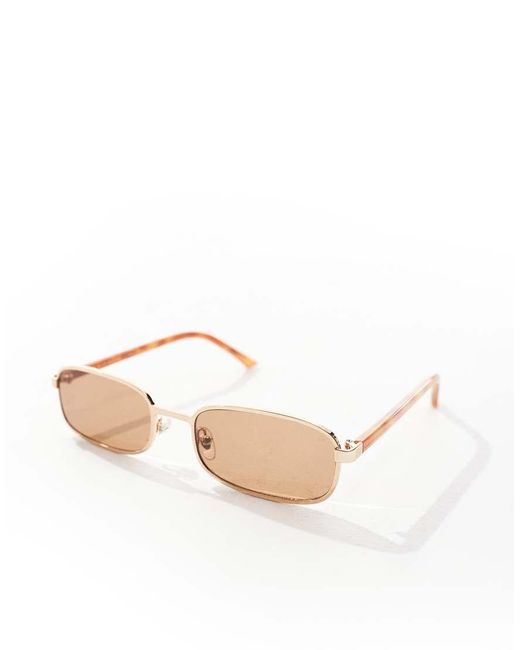 Gafas De Sol Doradas Y Ámbar Tostado Con Montura Rectangular De Metal Noah De A.Kjærbede de color Orange