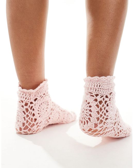 Reclaimed (vintage) Pink Crochet Socks