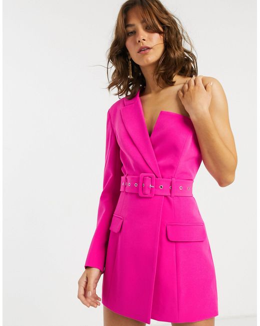 ASOS Pink Asymmetric Belted Longline Blazer