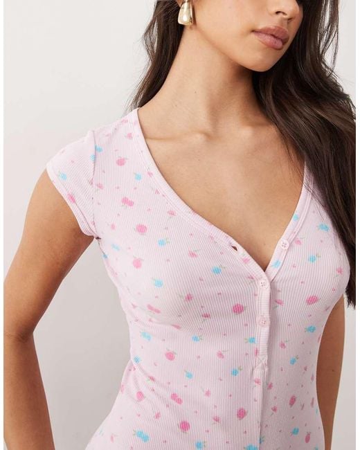 Boux Avenue Pink Floral Rib Romper