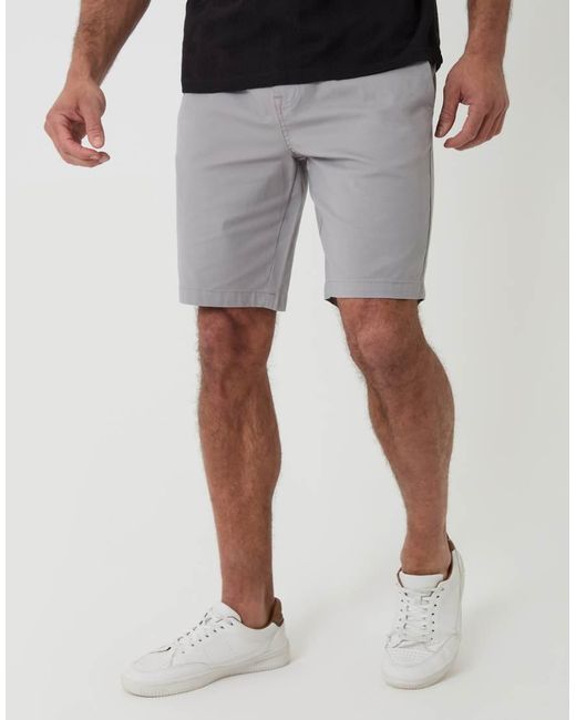 Threadbare Gray Elasticated Waist Stretch Chino Shorts for men