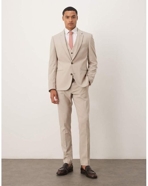 Giacca Da Abito Skinny Écru di ASOS in Natural da Uomo
