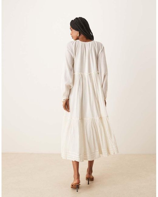 Nobody's Child Natural Adley Boho Scoop Neck Midi Dress