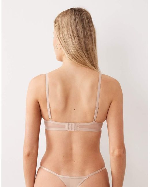 ASOS Gray Ella Moulded Microfibre Demi Pad Underwired Bra With Mesh Detail