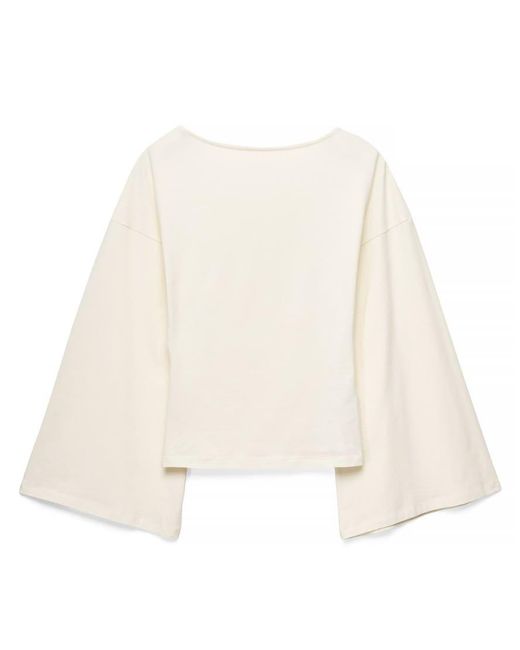 NA-KD Natural Soft Cotton Wide Sleeve Jersey Top
