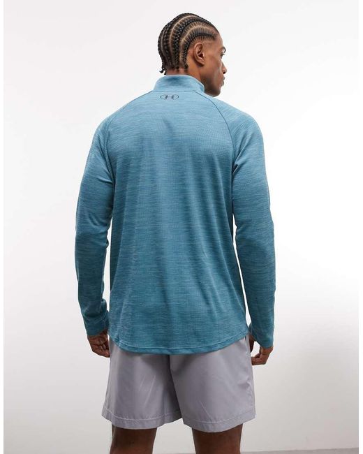 Under Armour Blue Tech Textured Half-zip T-shirt for men