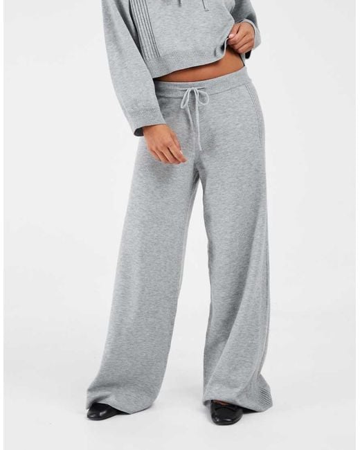 Only Petite Gray Wide Leg Knitted Trousers Co-ord
