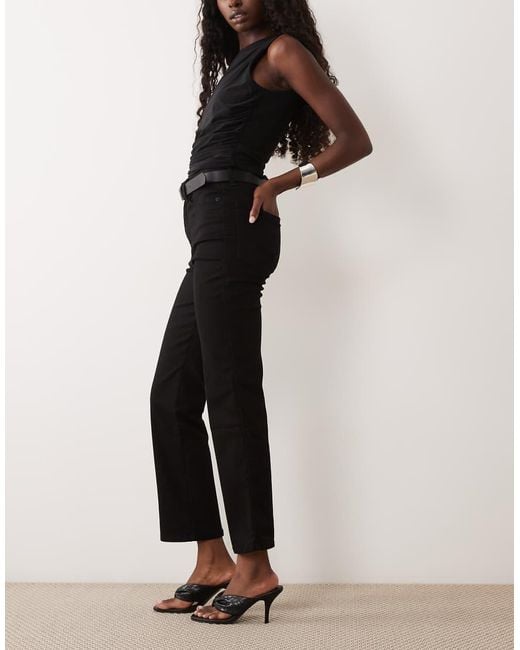 GOOD AMERICAN Black Good Curve Never Fades Straight Jeans