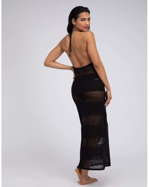 Boux Avenue Black Knitted V Neckline Semi Sheer Maxi Beach Dress
