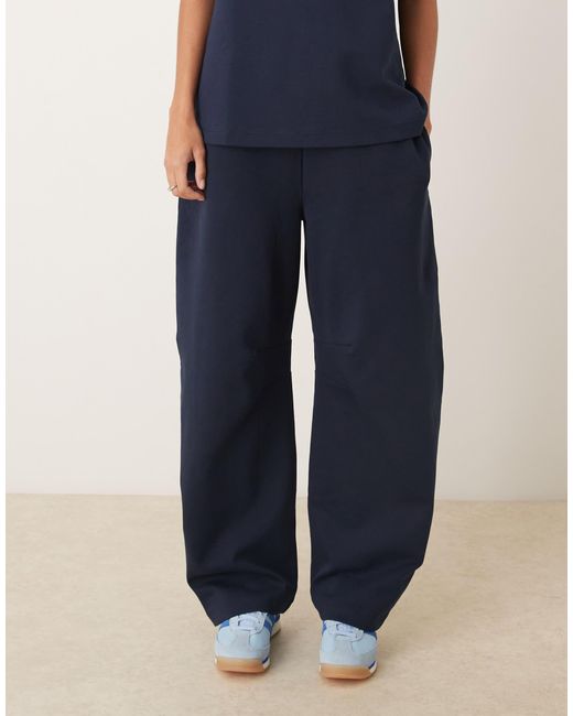 ASOS Blue Interlock Barrel Leg Jogger