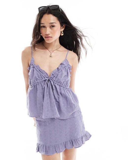 ASOS Purple Broderie Cami Top