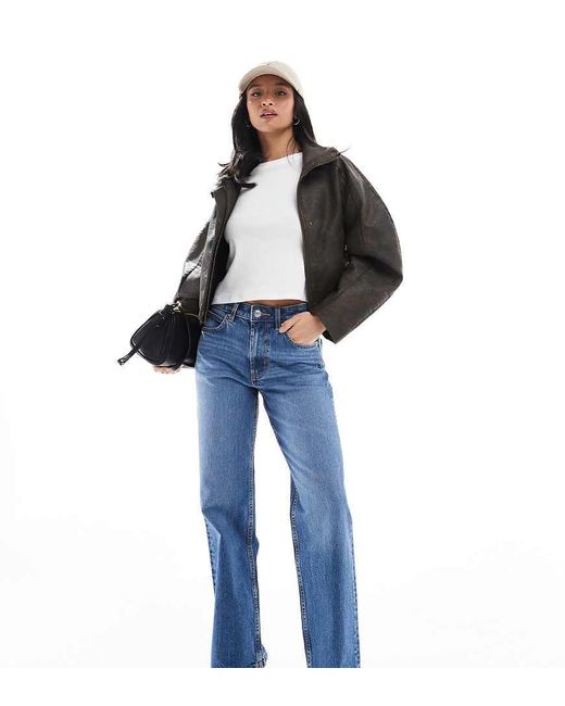 Vaqueros Cómodos Y Elásticos De Pernera Recta De Asos Design Petite ASOS de color Blue