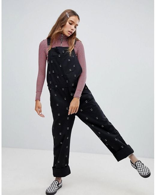 Lazy Oaf Black Happy Sad Dungaree Overall