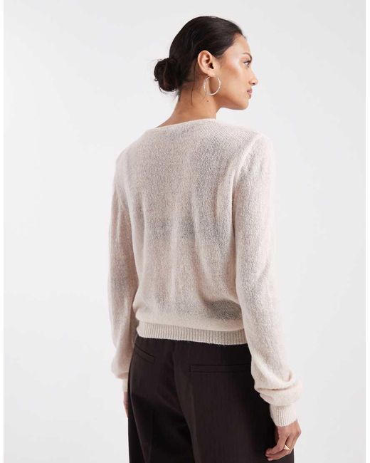 Motel White Saroya Plunge Wrap Knitted Top