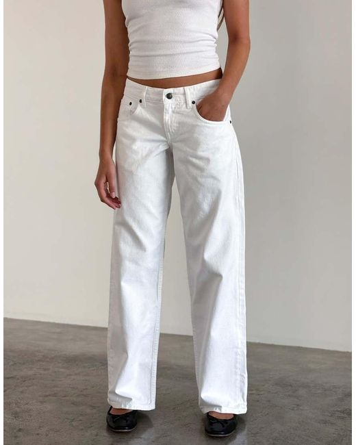 Motel White Low Rise Parallel Jeans