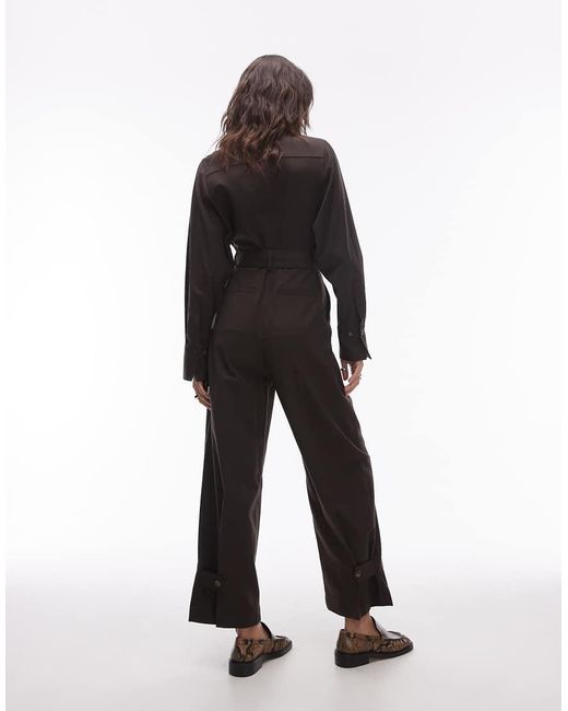 & Other Stories Black Wool Blend Long Sleeve Utility Jumpsuit