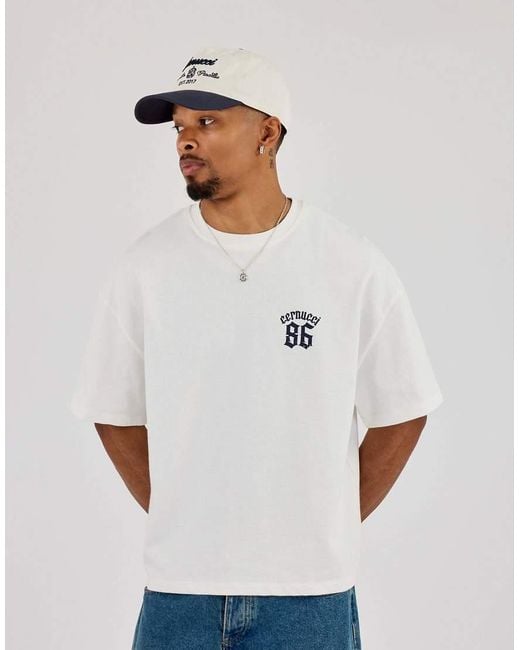 CERNUCCI White 86 Back Print Boxy T-Shirt for men