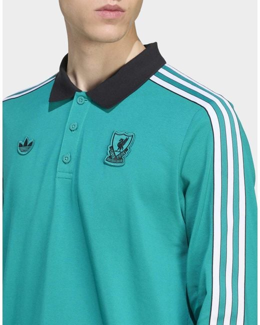 Adidas Originals – fc liverpool terrace icons – langärmliges polohemd in Green für Herren