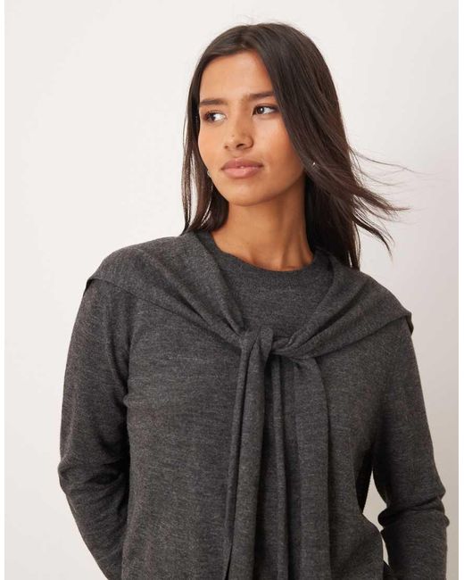 Mango Gray Wool Mix Jumper With Detachable Overlay