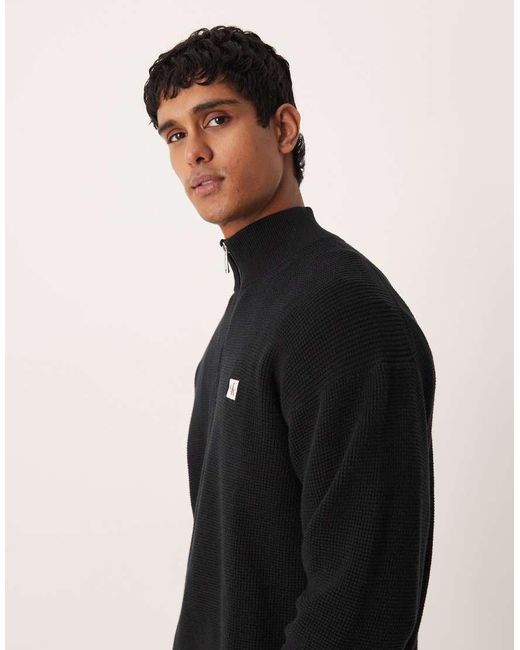 Calvin Klein Blue Waffle Quarter Zip Jumper for men