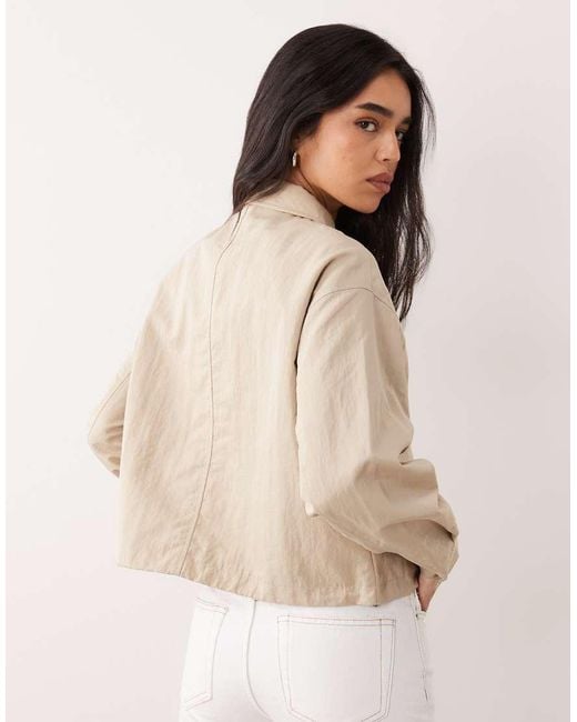 Calvin Klein Natural Nylon Woven Day Short Jacket With Collar