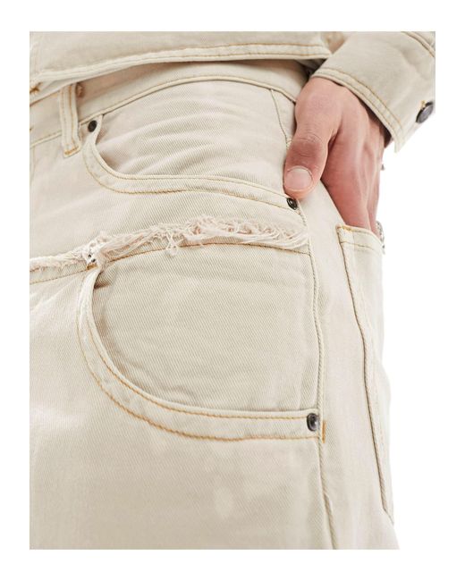 Jeans larghi écru candeggiato con doppia fascia di ASOS in White da Uomo