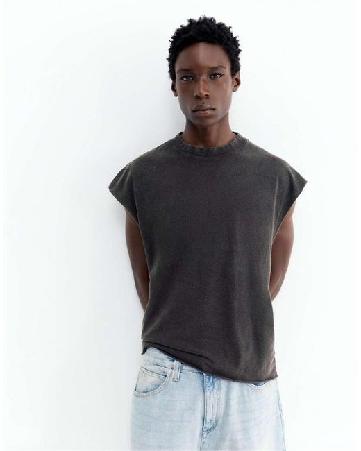 Pull&Bear White Acid Wash Tank Top for men
