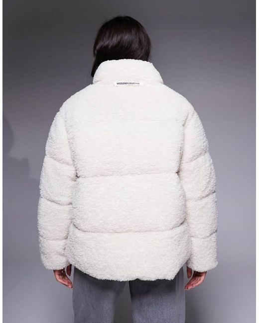 ASOS Gray Weekend Collective Padded Borg Coat