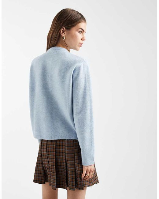 ONLY Blue Boxy Knitted Cardigan