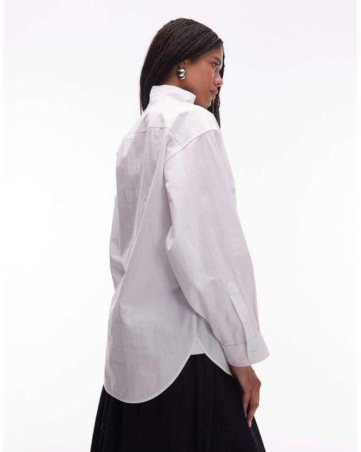 ARKET Oversized Overhemd Met Hoge Kraag En Rits Aan De Voorkant in het White