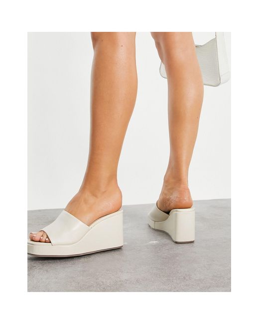 ASOS Topaz - Muiltjes Met Sleehak En Vierkante Neus in het Wit | Lyst NL