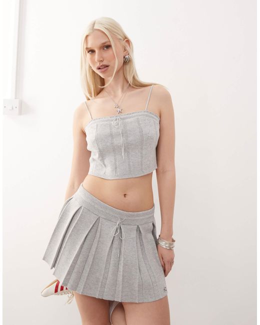 Tommy Hilfiger Gray Tommy Girl Pointelle Knitted Cami Top