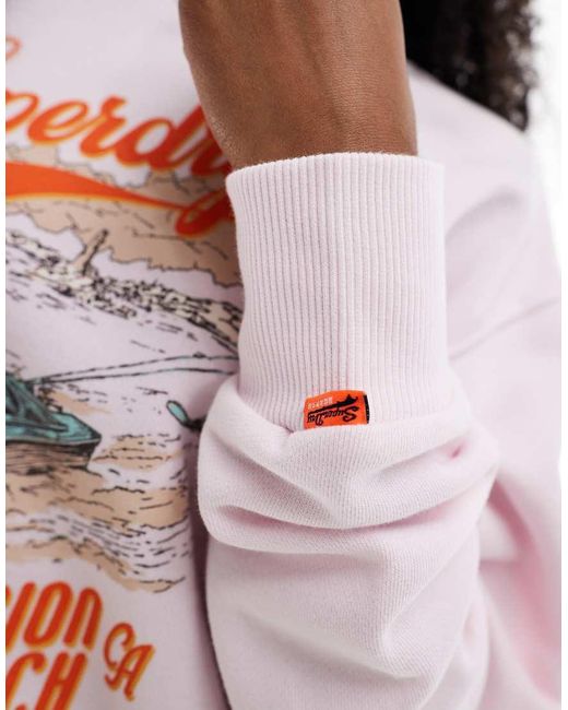 Superdry White Souvenir Graphic Loose Crew Sweatshirt