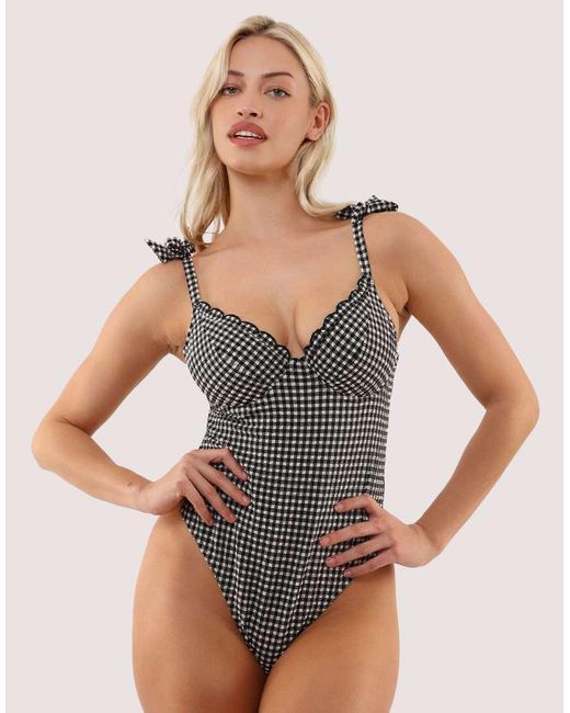 Peek & Beau Black Margot Gingham Seersucker Underwire Swimsuit