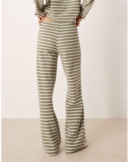 ASOS Natural Brushed Stripe Wide Leg Co Ord Trousers