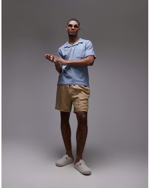 Rhythm – strand-polohemd im vintage-design aus frottee in Blue für Herren